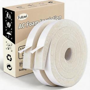 Air Conditioner Foam-2 Rolls, 1 Inch Wide X 1 Inch Thick Total 13 Feet Long, Open Cell Foam Insulation Weather Seal (6.5ft x 2 Rolls) (White)