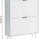 Shoe Cabinet Storage,Modern Freestanding Organizer with 2 Flip Drawers,Narrow Shoe Rack Cabinet for Entryway,White