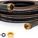 Heavy Duty Garden Hose 5/8 Inch Flexible, Lightweight Hybrid Hose with 600 PSI Burst Pressure, Swivel Handle, and Durable Copper Male/Female Fittings (Black, 25FT)