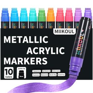 miikoul 10 Colors Metallic Poster Markers,15mm
