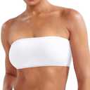 YEOREO Women Strapless Bandeau Sports Bra Padded Tube Top Workout Impact Backless Bralette Seamless Gym Yoga Everyday Bras (Small, Ivory)