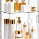 2-Tier Acrylic Storage Organizer with Magnetic Door, Clear Display Case for Makeup, Skincare, Collectibles, Perfume & Bathroom Countertop Storage