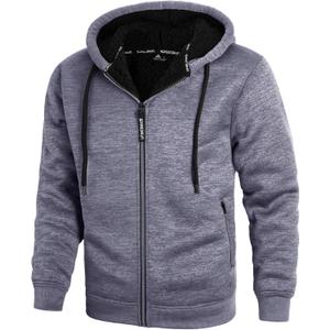 ZITY Men's Zip Up Hoodie Heavyweight Winter Sweatshirt Fleece Sherpa Lined Warm Jacket (3X-Large, Charcoal Heather Grey)