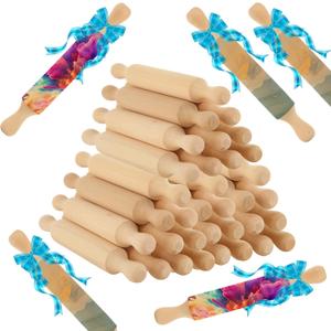 50 Pcs Mini Rolling Pin, 5.5 Inches Wooden Rolling Pins, Mini Rolling Pins Bulk, Mini Wood Rolling Pin for Home Kitchen Fondant Pastry Pizza Baking and Crafting