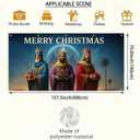 13x6ft Merry Christmas Garage Door Banner Three Kings with Gifts Nativity Star Night Sky Polyester Large Outdoor Decoration for Holiday Epiphany Church School Yard Celebration