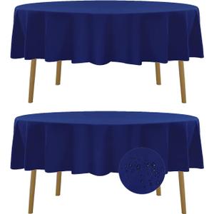 Fokitut 2 Pack Waterproof Round Tablecloth, 70 Inch, Stain Resistant and Wrinkle Polyester Table Cloth, Fabric Table Cover for Kitchen Dining, Wedding, Party, Holiday Dinner-Royal Blue