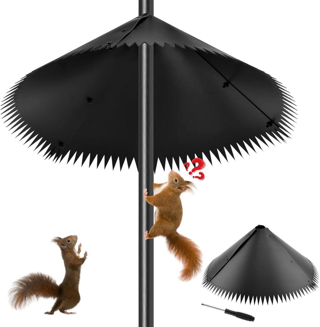 Squirrel Baffle for Bird Feeder Pole, Spiked Edges Design Outdoor Wrap Mount Squirrel Baffle Proof Guard Stopper, Keeps Squirrels and Raccoons Out of Birdhouses(Size:19Inch)