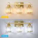 3-Light Gold Bathroom Light Fixtures,Modern Bathroom Vanity Lights Fixture with Clear Crystal Glass Shade, Modern Crystal 3 Lights Wall Sconce for Mirror Bedroom Living Room