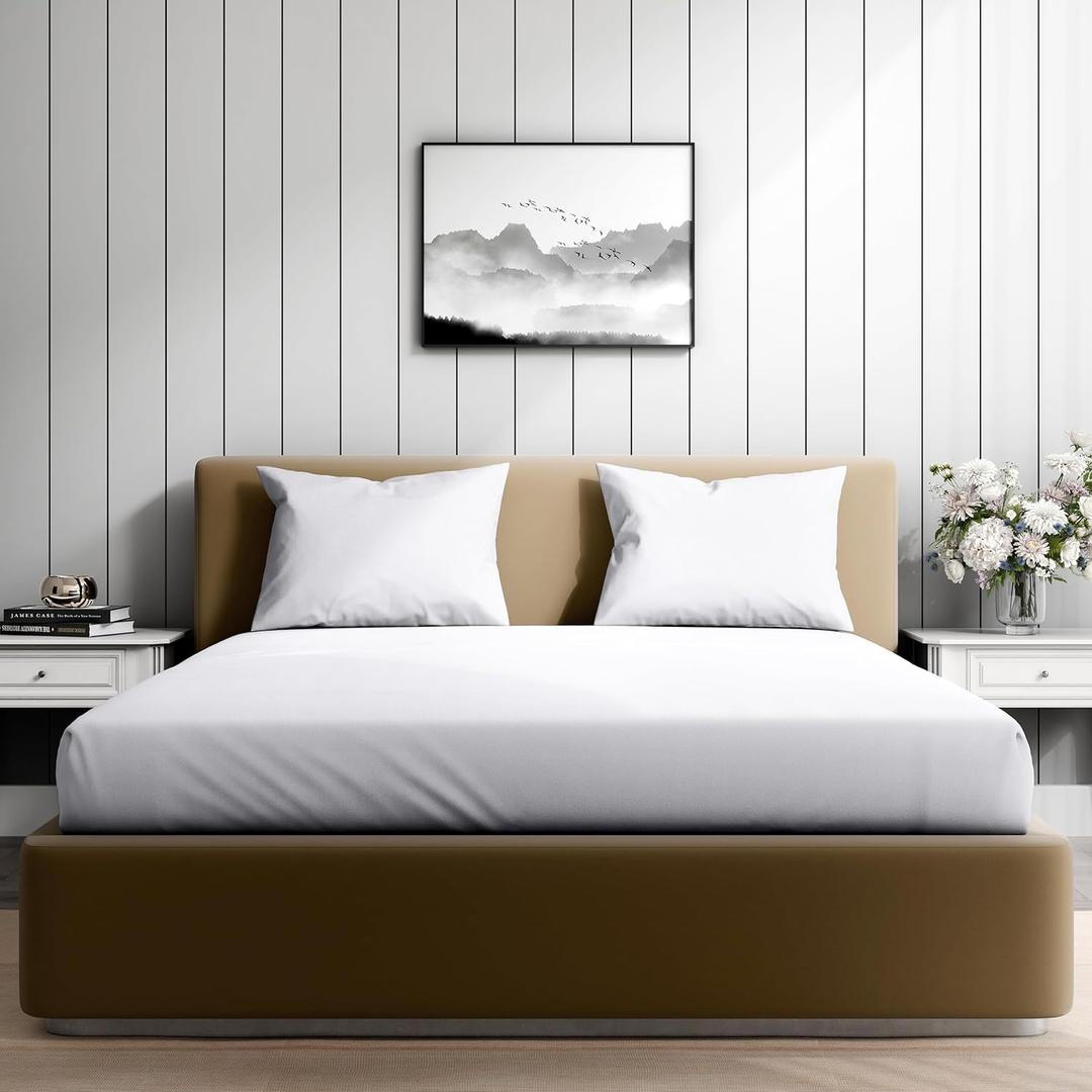 Wakefit 100% Organic Cotton Twin Sheets Set||400TC 4Pc Breathable Bed Set, Dorm Room Essentials with 15 Inch Deep Pocket Fitted Sheet - White