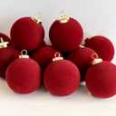 Velvet Christmas Tree Ornaments Set, Burgundy Christmas Ball Ornaments for Xmas Tree Mantle Stairs Holiday Decor, Burgundy