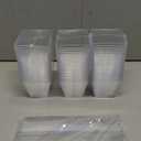 HOMIP 60Pack 4oz Plastic Dessert Cups with Spoons, Mini Plastic Parfait Cups for Parties, Clear Square Cups for Appetizer Cake Ice-cream