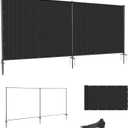 SunnyRoyal 5' x 12' Privacy Fence Screen Panel with Iron Poles Freestanding No Dig Heavy Duty Windscreen Mesh Fabric Temporary Dog Fencing for Outdoor Backyard Patio Garden (Black)