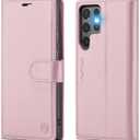 FLIPALM Wallet Case for Samsung Galaxy S24 Ultra, RFID Blocking Credit Card Holder, PU Leather Folio Flip Kickstand Protective Shockproof Cover for S24 Ultra (Rose Gold, for S24 Ultra - 6.8")