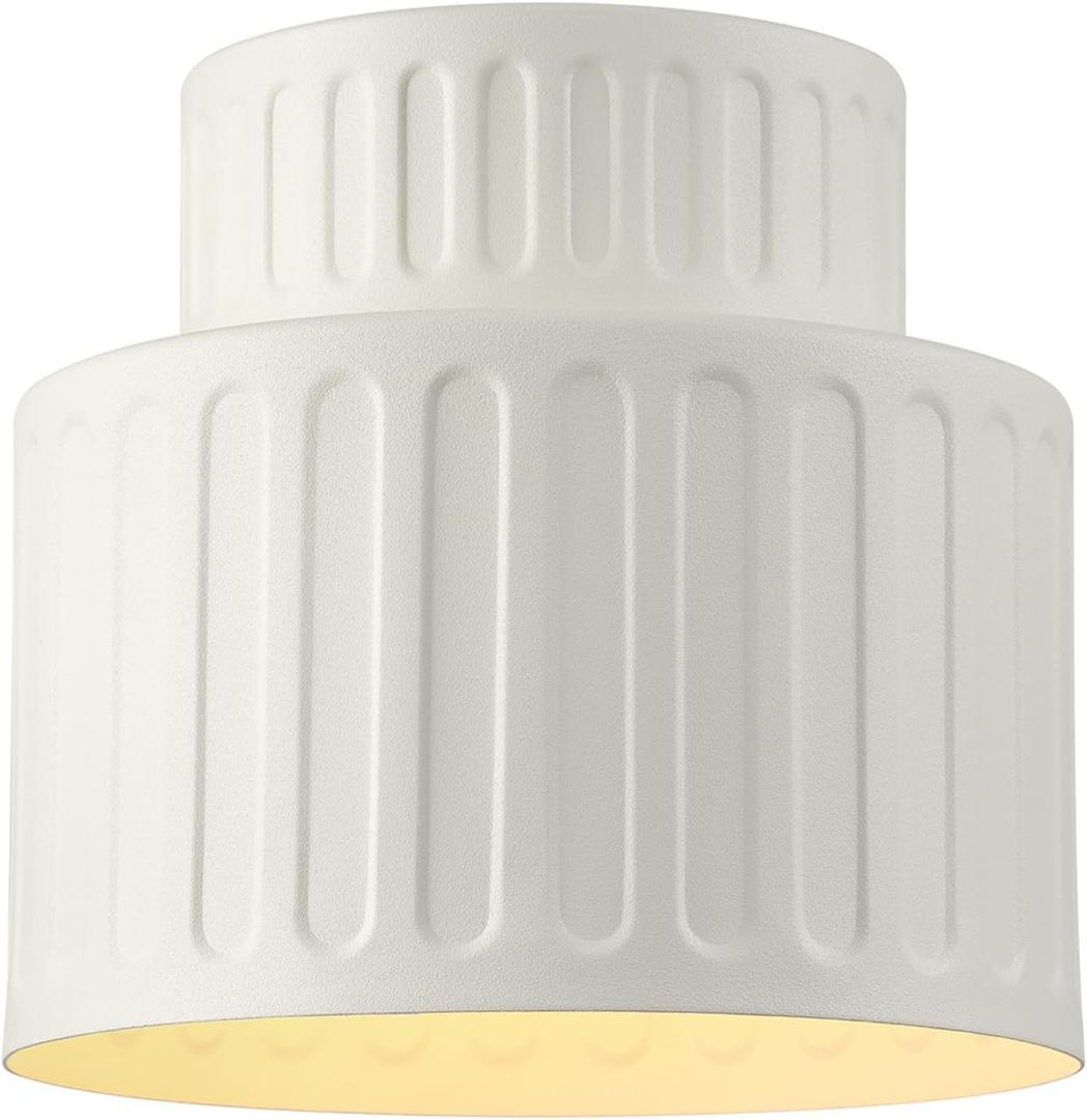 GLOBE Electric 66000135 1-Light Flush Mount Ceiling Light, Ceramic Effect Shade, Matte Off-White, Ribbed, Home Improvement, Dining Room, Kitchen