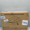 FURTIME Stainless Steel Litter Box with Lid, High Sided Metal Litter Box