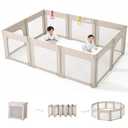 Doradotey 10 Panel Foldable Baby Playpen for Toddlers 1-3, Adjustable Shape Large Indoor Playard, No Tools Assembly, 360° Breathable Mesh, Separate Washable Panels Safety Fence,Grey