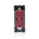 Leviton Renu USB Charger/Tamper-Resistant Duplex Outlet, 15A-125VAC, RUAA1-DG, Deep Garnet