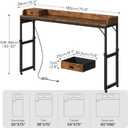 HOOBRO Overbed Table with Wheels, Rolling Table with Outlets & Light Strip for Queen Bed, Mobile Bed Desk & Drawer and Adjustable Height, Giant Computer Desk for Living Room, Rustic Brown BF180UDDN01, 70.9"L x 15.3"W x 42.9"H