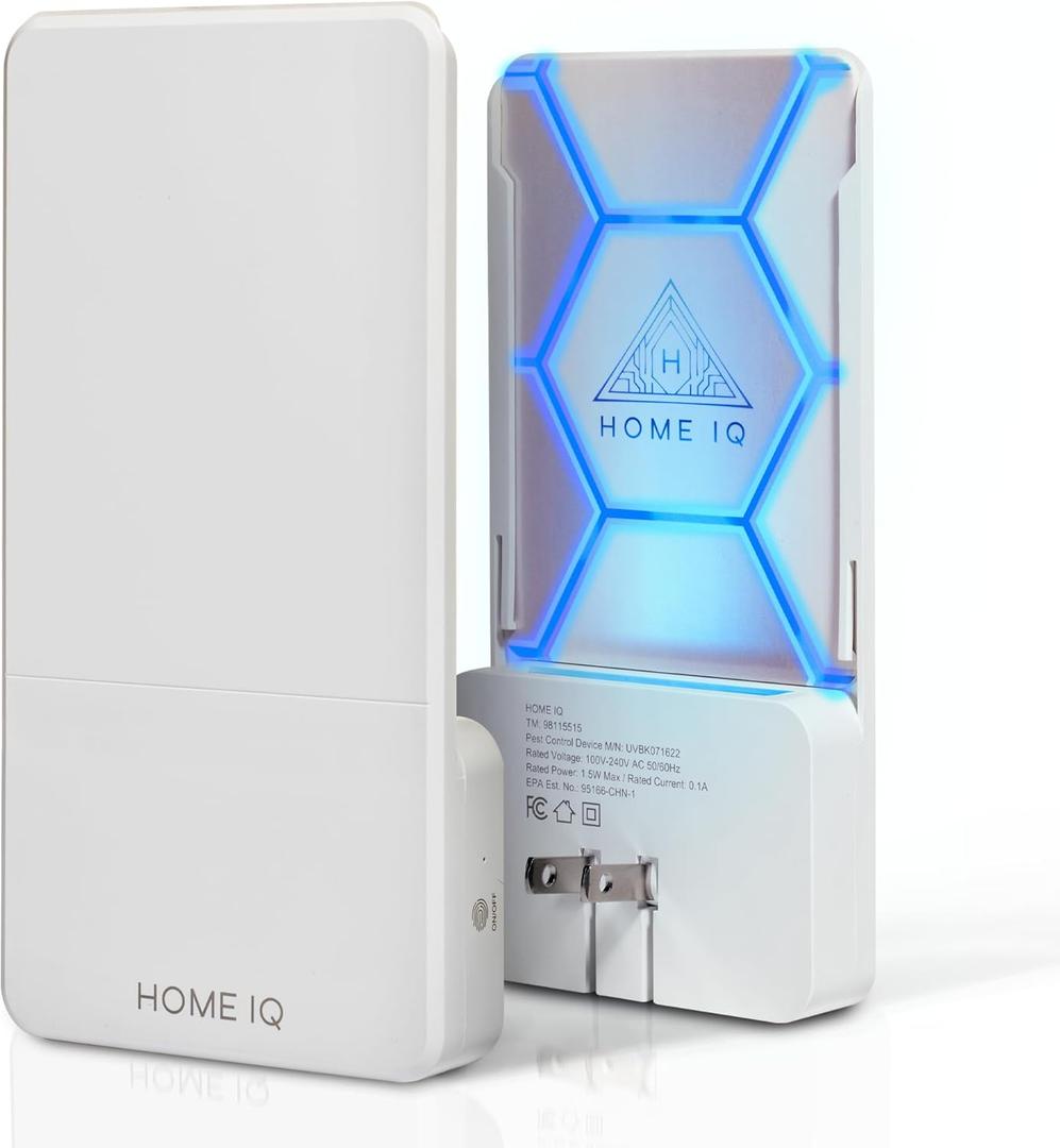 Indoor UV Flying Insect Trap and Night Light. LED Powered Pest Control Device for Flies, Moths, Gnats, Fruit Flies and Mosquitos. Best Mess-Free Trap for Home (Device + 5 Traps)