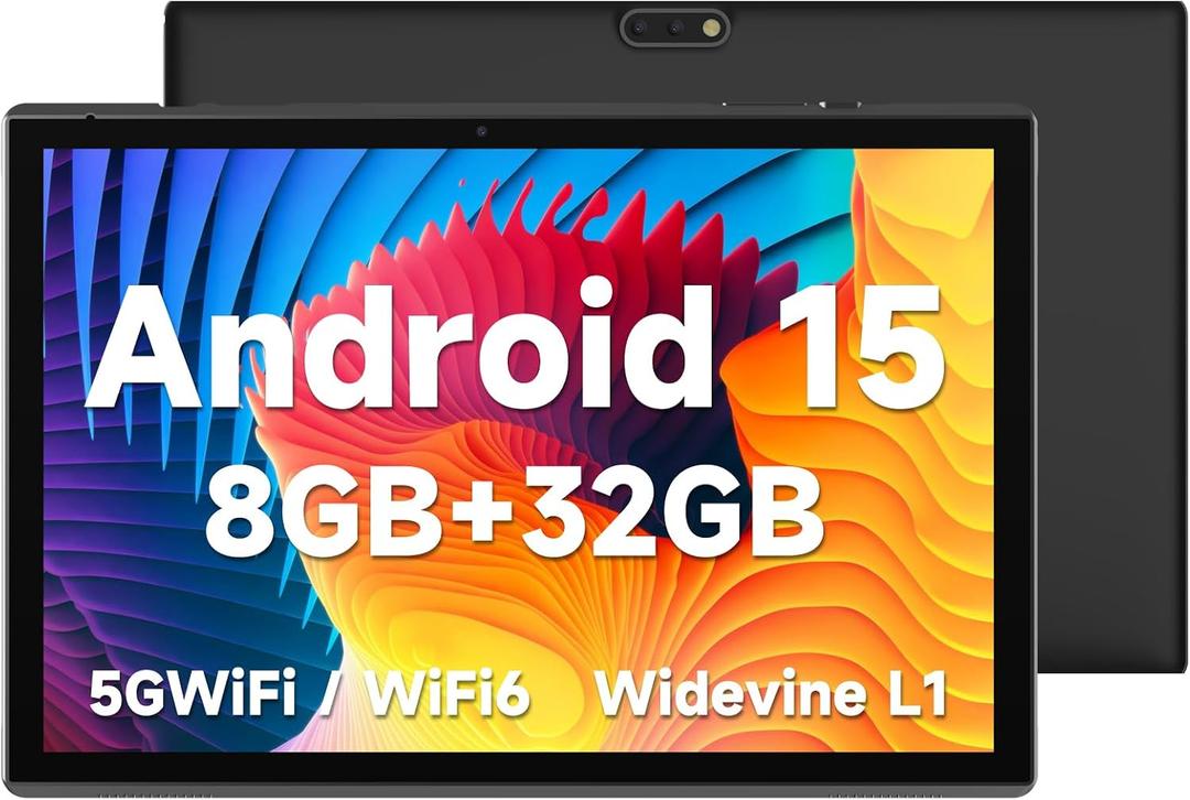 ZZB 10 inch Tablet Android 15 Tablet PC, 10.1" Android Tablets DDR4 8GB RAM 32GB ROM 2MP+8MP Dual Camera 5G WiFi-6 BT Support 1TB Expand 10 in IPS 6000mAh Battery Powerful Performance Tablets (Black)