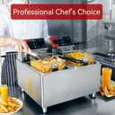 CROSSON 20Lbs Dual Tank Electric Deep Fryer with Rotary fryer head,30 Minitues Timer,Removable 304 SS Oil Tank with Handle,9L Countertop Deep Fryer for Home Use