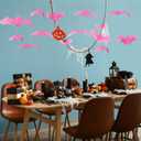 Liliful 50 Pcs 3 Size Halloween Hanging Bats Decorations Creepy Flying Rubber Bats Decor Realistic Figurine for Halloween Indoor Outdoor Party Supplies Prank Toy Haunted Decoration(Pink)