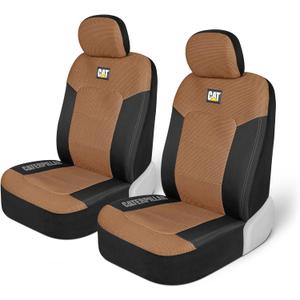 Beige Car Seat Covers for Front Seats, Truck Seat Protectors with Comfortable Mesh Back, Auto Interior Covers | Airbag Compatible Interior Protection for Trucks, Suv, and Cars – (2) Front Seat Protectors Automotive and Truck Accessories