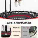 40''/45''/50'' Rebounder Trampoline for Adults, 450-550 lbs Foldable Mini Trampoline with Handle – Indoor Outdoor Fitness Trampoline with Resistance Bands for Cardio, Balance & Family Exercise