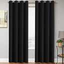 H.VERSAILTEX Blackout Thermal Insulated Light Blocking Curtains for Living Room Bedroom Window Treatment Extra Long Panels/Drapes, Grommet Top (52 Inch by 108 Inch, Black, Set of 2)