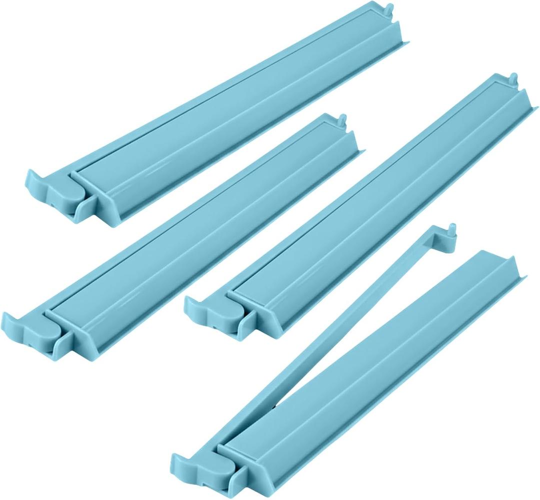 4 Pcs 18.7 Inch Misty Blue Acrylic Mahjong Tile Racks with Pushers for Game Night American Mahjong Racks Tile Set for Mah Jong Lovers and Beginners