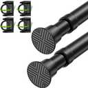 Tension Rods 2Pack Black Tension Rods 23-48Inch Small Curtain Rods for Windows Adjustable Curtain Rods Spring Rod Tension rods for Doorway,Closet,Windows