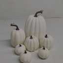 woshilaocai 7PCS Artificial Pumpkins Dcor Fall Harvest Thanksgiving/Halloween Holiday Farmhouse Decorations for Home (Off White)