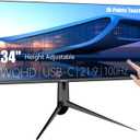 34 Inch 4K Touch Monitor, 100Hz WQHD 3440x1440 Desktop Monitor 10-Point Touchscreen, HDMI & DP & Type-C, HDR 400, Height-Adjustable & Rotatable Stand VESA Mountable External Touch Screen for PC