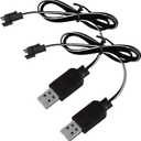 3.7V Battery Charger with SM-2P Plug USB Li-ion Battery Charger for RC Car Amphibious Stunt Car Trucks Boats for Bazooka Rocket Blower Bubble Gun Battery (2PCS Cable)