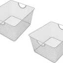 YBM Home Kitchen Pantry Organizer Wire Basket for Shelves, Cabinets, Pantry, Countertop, Mesh Open Storage Bin Metal Basket for Organizing Food Supplies 10 x 9 x 6 Pack of 1, Silver