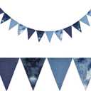 Breling 1 Pcs Denim Banner Denim Party Decorations Blue Banner Bachelorette Party Decorations Bunting Garland for Blue Jean Baby Shower Birthday Wedding Festival (Triangle)