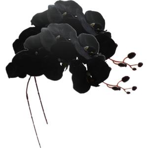 Rikyo 8 Heads Faux Black Orchid,40" Bouquets 2 Stem Phalaenopsis No Fade Petals Fake Flowers Forever Plants for Home Decoration, Office Decor,Wedding Party Decoration