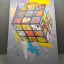 Suconvng Large Abstract Wall Art Graffiti Cube Wall Art Picture Painting Canvas Art Wall Decor Artwork Print Picture For Bedroom Multicolor Office Home Wall Decor Artwork 29 X 58 In