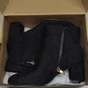 Coutgo Women's Ankle Boots Chunky Block Low Heel Vintage Tie Knot Booties Shoes with Side Zipper (8, Black)