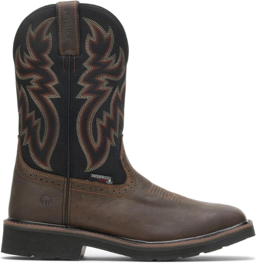 Wolverine Men's Rancher Waterproof Steel Toe Wellington Boot (10.5, Black/Brown)