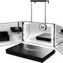 Self Find-3 Way Mirror for Self Hair Cutting with Ring Light, Rechargeable 360 Mirror for Hair Tools, Light and Height Adjustable