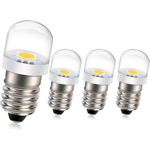 Ruiandsion 4pcs E10 LED Bulb 3V 0.15W 5050 1SMD Warm White 4300K LED Replacement Bulb Upgrade for Lamps Flashlights Torch Light,Negative Earth