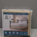MIYE Pleated Waffle Weave Bed Skirt, Tailored Dust Ruffle 16 Inch Drop Easy Fit, Machine Washable,No Split Corners (Beige, Queen - 16" Drop)