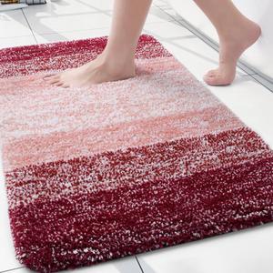 Arotive Microfiber Bathroom Rugs, Shaggy Soft and Absorbent Bath Rug, Non-Slip, Thick Plush Machine Washable Dry Bath Mats for Bathroom, Tub and Shower, 24x16, Burgundy, Rectangular