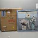 Flower Wooden Framed Wall Art: Abstract White Floral Bossom in Vase Picture Elegant Bouquet Painting Magnolia Artwork Rustic Botanical Prints for Bedroom Living Room Bathroom