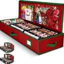 Premium Wrapping Paper Organizer Storage | Gift Wrap Holder With Extra Pockets for Christmas Decorations, Reinforced Handles, Heavy Duty, Ultra-Durable, Tear-Proof Fabric - Fits Up to 27 Rolls (Red)
