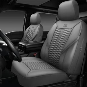 CAR PASS 3D Foam PU Leather Car Seat Covers Full Set,Luxury Breathable Faux Leather Seat Covers for Car,Anti Slip Universal Fit for SUVs Vans Sedan Truck Automotive,Armrest Airbag Compatible All Gray