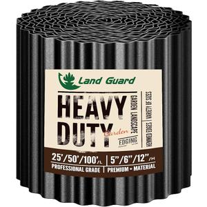 Land Guard Corrugated Garden Edging Border, 6" × 100' Landscape Paver Edging, Tall Landscape Edging, Fence for Garden, Flower Bed, Lawn and Landscape Edging (Black)