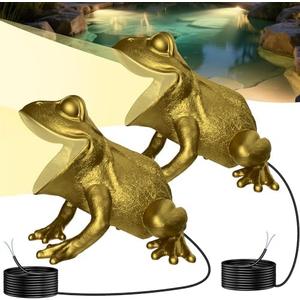 OSREE 6W Brass Pond Light LED Underwater, 12V Low Voltage Frog Underwater Pond Light 2700K, IP68 Waterproof Submersible Ponds Lights for Outdoor Ponds Fountain Waterfall Water Feature, 2 Pack