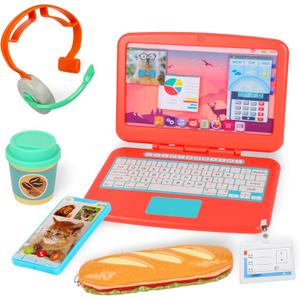 Pretend Play Home Office Set for Kids Ages 3-7, Includes Toy Kids Laptop,Cell Phone,Hamburg Harmonica,Headset & Toddlers Beverage Cup-Pretend Work Simulation Play
